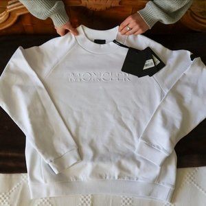White Moncler Crewneck with raised lettering brand new size M mens